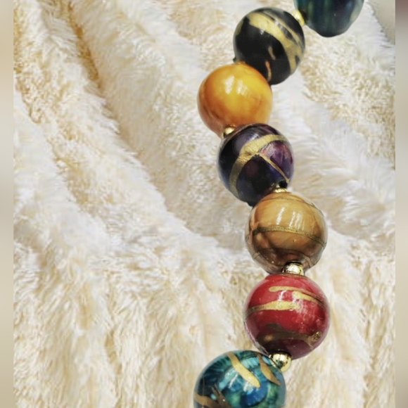 Handpainted Multicolor Beads Necklace - Picture 8 of 12